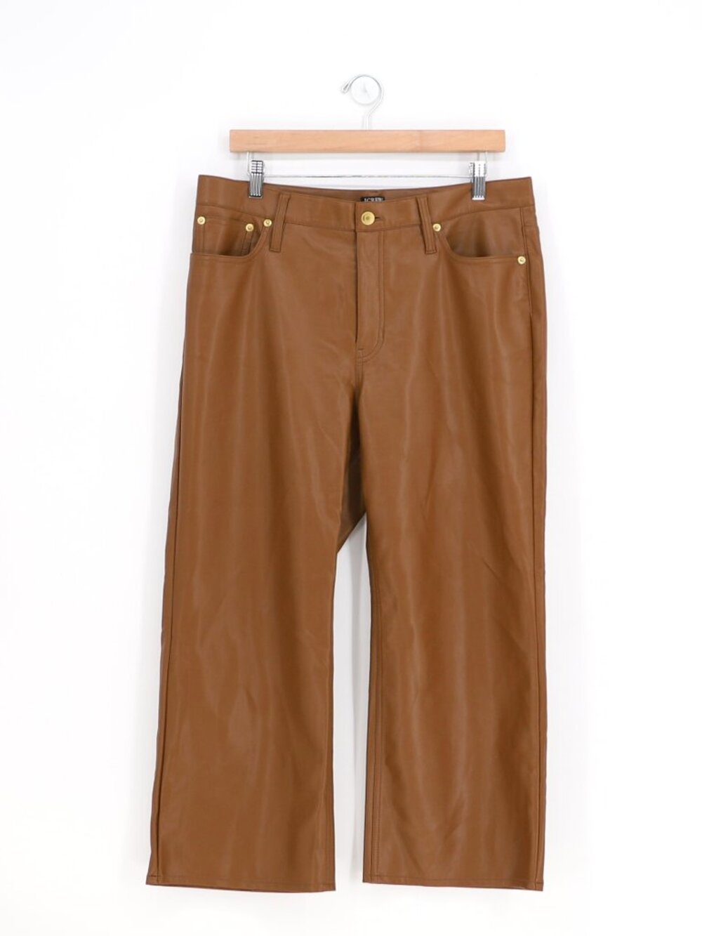 J.CREW Slim Wide-leg Pant in Faux Leather in Brown Size 31p